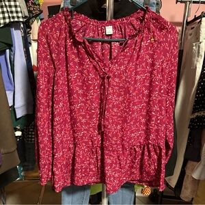 Old Navy Red Floral Blouse